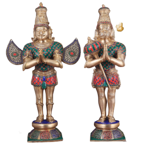 Pure Brass Hanuman Garuda Meenakari Pair 22" Divine Duo | Jaipurio